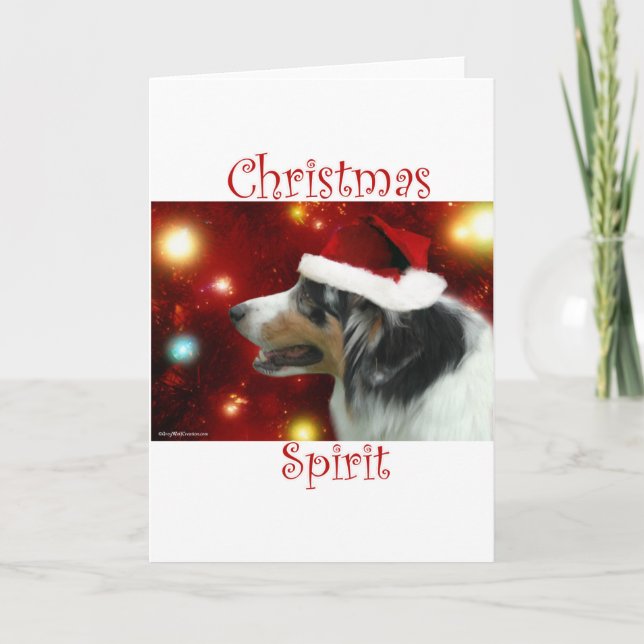 Cartes Pour Fêtes Annuelles Esprit de Noël du berger australien (Devant)