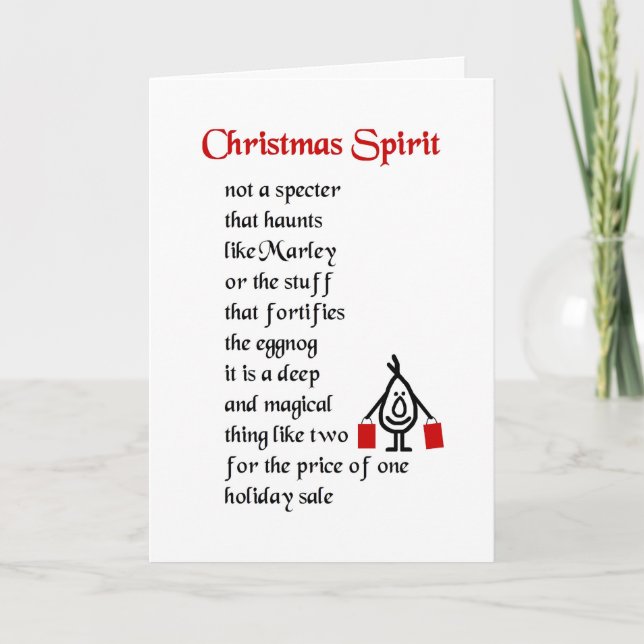 Cartes Pour Fêtes Annuelles Esprit de Noël - un poème drôle de Noël (Devant)