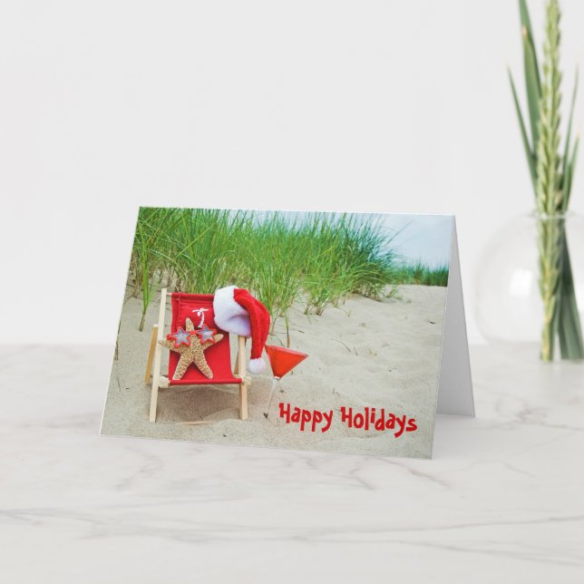 Cartes Pour Fêtes Annuelles Estarfish de Noël sur la plage (Devant)