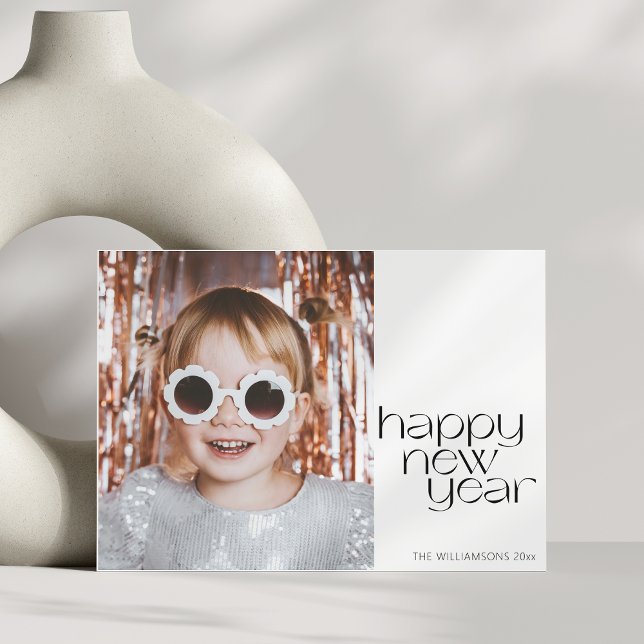 Cartes Pour Fêtes Annuelles Esthétique Rétro Noir Blanc Minimal Photo Nouvel A (Créateur téléchargé)