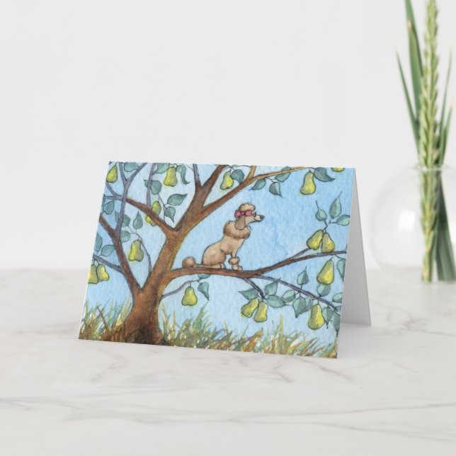 Cartes Pour Fêtes Annuelles … Et un poo-oodle dans un poirier… (Devant)