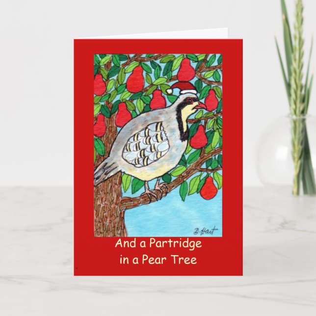 Cartes Pour Fêtes Annuelles Et une perdrix dans un arbre à poires (Devant)