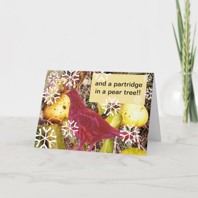 Cartes Pour Fêtes Annuelles Et une perdrix dans un arbre à poires (Devant)