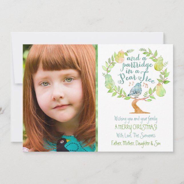 Cartes Pour Fêtes Annuelles Et une perdrix dans un poirier (Devant)
