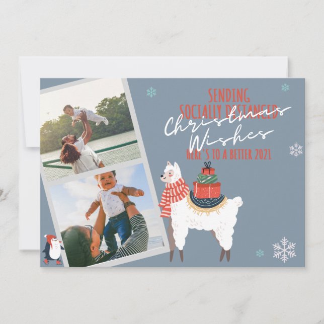 Cartes Pour Fêtes Annuelles Étaler le virus non - Distances sociales PHOTO (Devant)