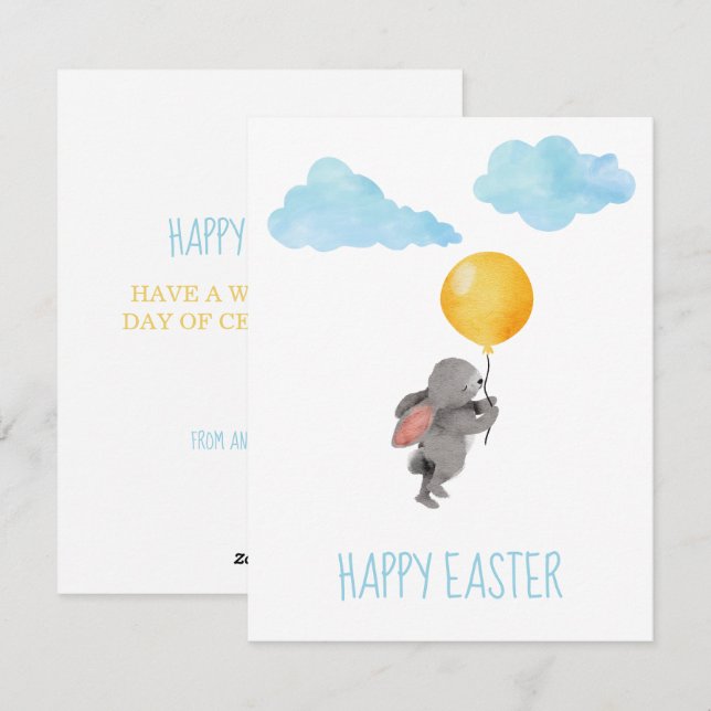 Cartes Pour Fêtes Annuelles Etanchéité Bunny Pâques (Devant / Derrière)