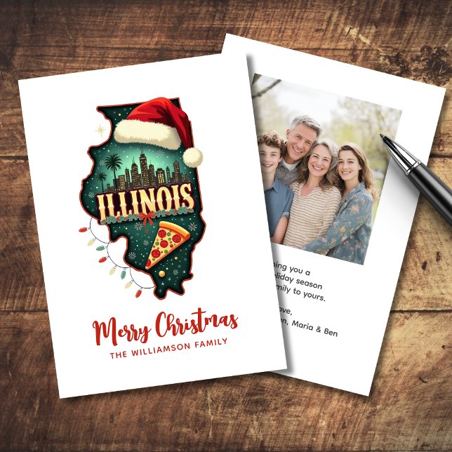 Cartes Pour Fêtes Annuelles État de l'Illinois Photo Noël (Add photo and text to personalize.  Matching items available.)