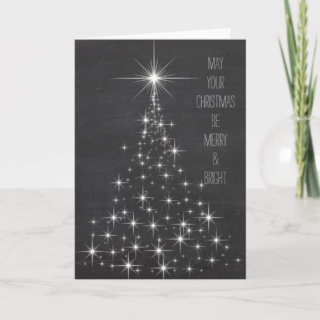 Cartes Pour Fêtes Annuelles Étincelant les lumières joyeuses et l'arbre de (Devant)