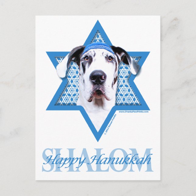 Cartes Pour Fêtes Annuelles Étoile de David de Hanoukka - great dane - (Devant)