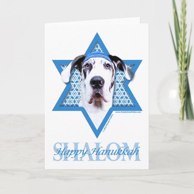 Cartes Pour Fêtes Annuelles Étoile de David de Hanoukka - great dane - (Devant)