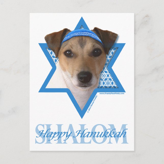 Cartes Pour Fêtes Annuelles Étoile de David de Hanoukka - Jack Russell Terrier (Devant)