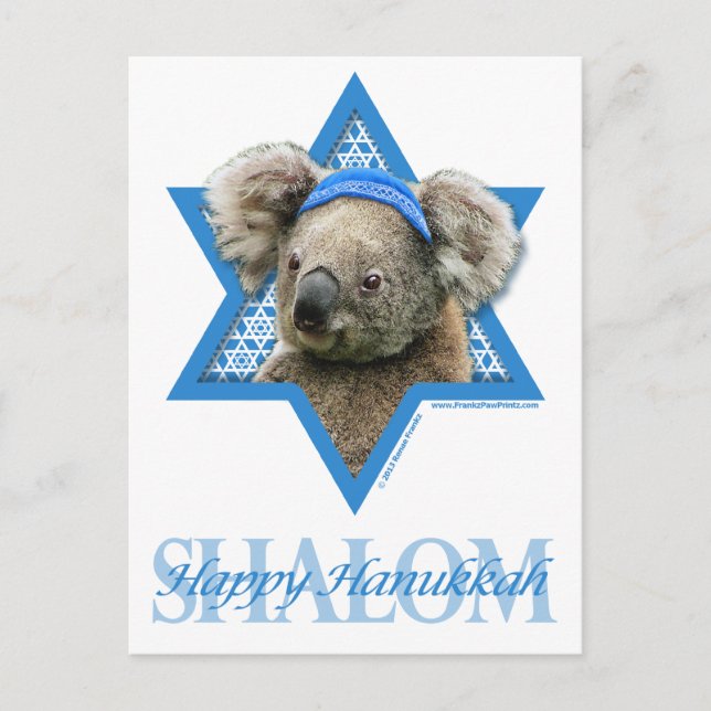 Cartes Pour Fêtes Annuelles Étoile de David de Hanoukka - ours de koala (Devant)