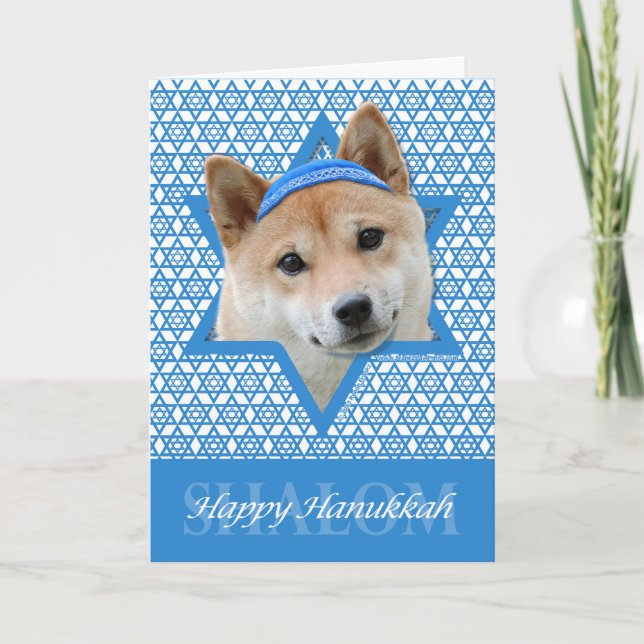 Cartes Pour Fêtes Annuelles Étoile de David de Hanoukka - Shiba Inu (Devant)
