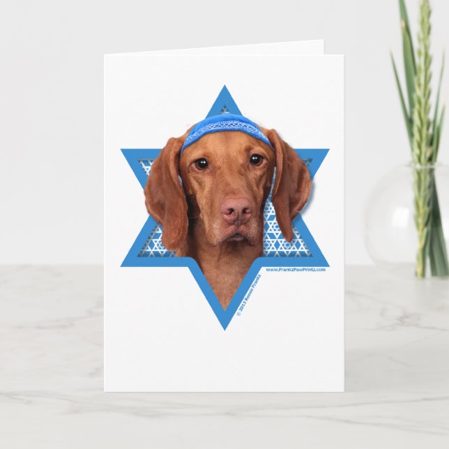 Cartes Pour Fêtes Annuelles Étoile de David de Hanoukka - Vizsla - Reagan (Devant)