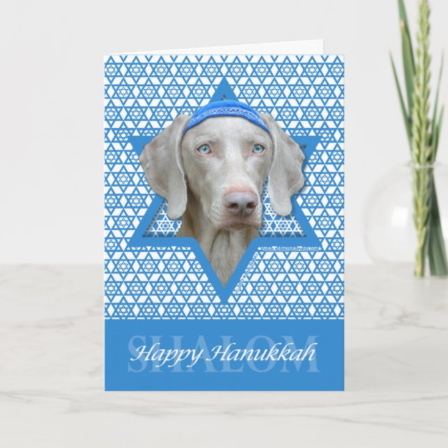 Cartes Pour Fêtes Annuelles Étoile de David de Hanoukka - Weimaraner (Devant)