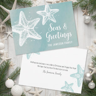 Cartes Pour Fêtes Annuelles Étoile de mer élégante de Noël sur la plage