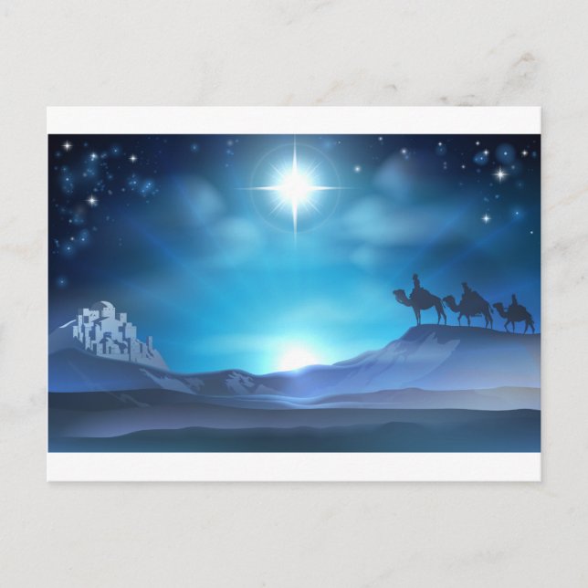 Cartes Pour Fêtes Annuelles Étoile de nativité de Noël et sages (Devant)