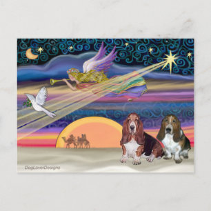 Cartes Pour Fêtes Annuelles Étoile de Noël - Basset Hounds (deux)
