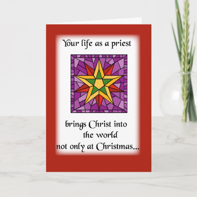 Cartes Pour Fêtes Annuelles Étoile de Noël de prêtre (Devant)