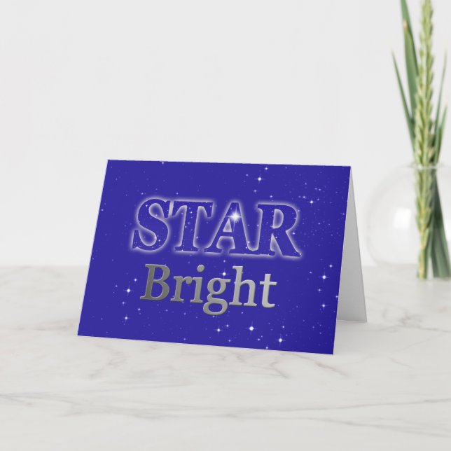 Cartes Pour Fêtes Annuelles Étoile de Noël en mots Art Bleu et Argent  (Devant)