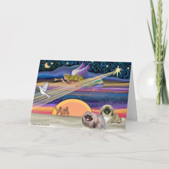 Cartes Pour Fêtes Annuelles Étoile de Noël - Pekingese (deux) (Devant)