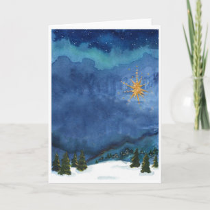 Cartes Pour Fêtes Annuelles Étoile d'émerveillement, nuit nuageuse