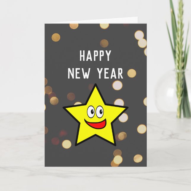 Cartes Pour Fêtes Annuelles Étoile d'or pour le Nouvel An encourageant (Devant)