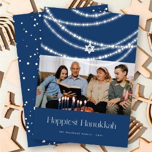 Cartes Pour Fêtes Annuelles Étoile Élégante Avec Lumières Étincelantes Photo H