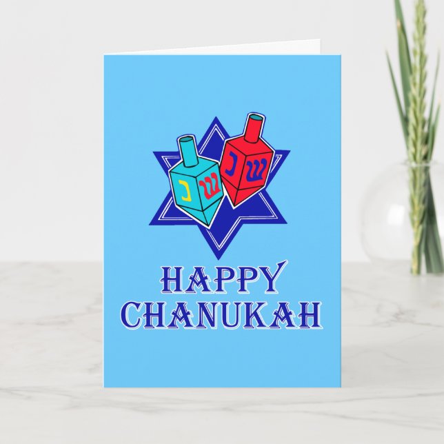 Cartes Pour Fêtes Annuelles Étoile et Dreidel (Devant)