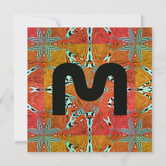 Cartes Pour Fêtes Annuelles Étoile fractale des boîtes de monogrammes de compl (Devant)