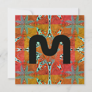 Cartes Pour Fêtes Annuelles Étoile fractale des boîtes de monogrammes de compl