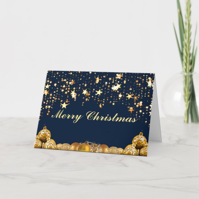 Cartes Pour Fêtes Annuelles Étoiles, Baubles, Arbre et Message de Noël (Devant)