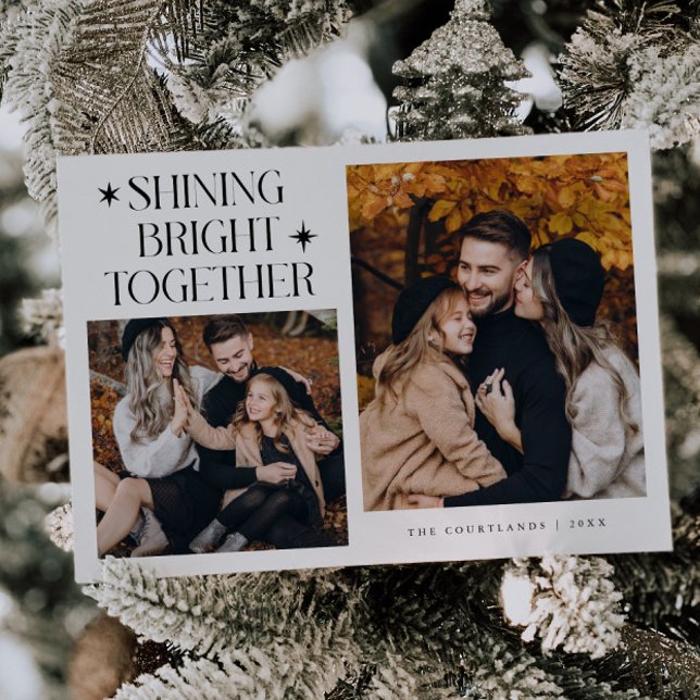 Cartes Pour Fêtes Annuelles Étoiles brillantes Blanc Multi Photo Holiday (Créateur téléchargé)