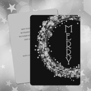 Cartes Pour Fêtes Annuelles Étoiles d'argent sur Noir Noël non photo