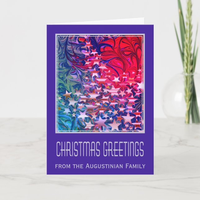 Cartes Pour Fêtes Annuelles Étoiles de Noël | ABSTRAIT | Violet | Festive (Devant)