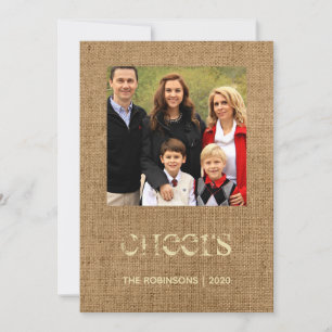 Cartes Pour Fêtes Annuelles Étoiles de Noël Burlap Photo de famille