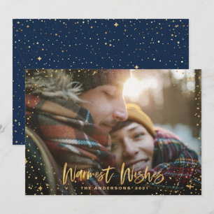 Cartes Pour Fêtes Annuelles étoiles d'or bleu marine Noël 1 photo moderne