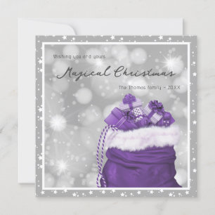 Cartes Pour Fêtes Annuelles Étoiles modernes d'argent et de violet Noël magiqu