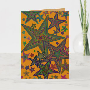 Cartes Pour Fêtes Annuelles Étoiles Orange Green Party