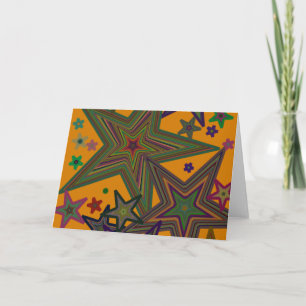 Cartes Pour Fêtes Annuelles Étoiles Orange Green Party