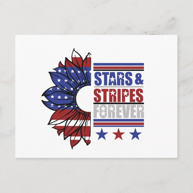 Cartes Pour Fêtes Annuelles étoiles rayures éternellement mot art Patriotique (Devant)