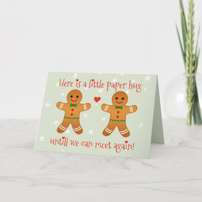 Cartes Pour Fêtes Annuelles étreinte en papier - Jolie distance sociale Noël (Devant)