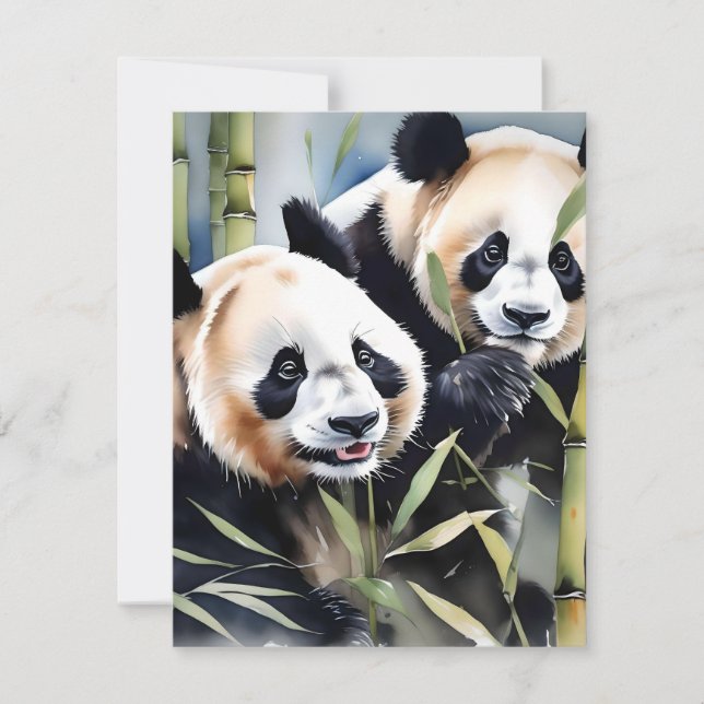 Cartes Pour Fêtes Annuelles Étude de l'ours de panda B - Aquarelles (Devant)