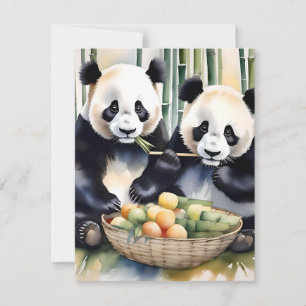 Cartes Pour Fêtes Annuelles Étude de l'ours de panda C - Aquarelles