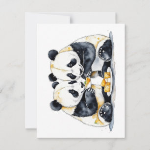 Cartes Pour Fêtes Annuelles Étude de l'ours de panda F - Aquarelles
