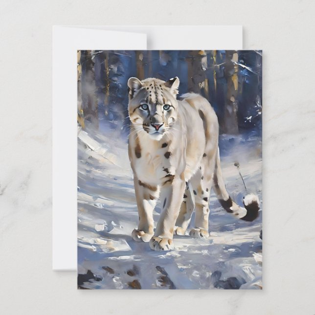 Cartes Pour Fêtes Annuelles Étude sur le léopard de neige C - Huiles (Devant)