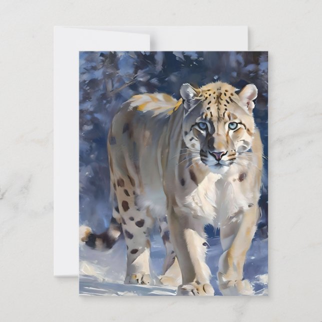 Cartes Pour Fêtes Annuelles Étude sur le léopard de neige D - Huiles (Devant)