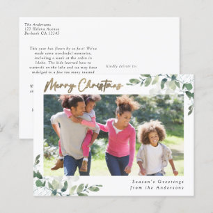 Cartes Pour Fêtes Annuelles Eucalyptus Gold Foil Joyeux Noël Photo