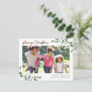 Cartes Pour Fêtes Annuelles Eucalyptus Gold Foil Joyeux Noël Photo