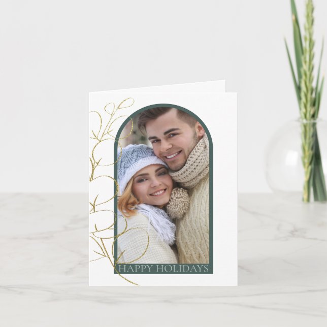 Cartes Pour Fêtes Annuelles Eucalyptus verdure Arche photo Noël (Devant)